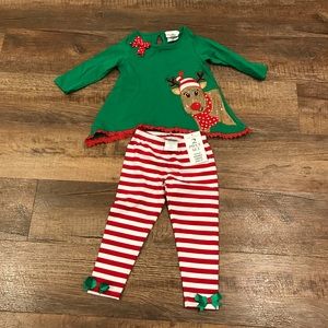 Rare Editions Girls Rudolph Matching Set (2T) NWT